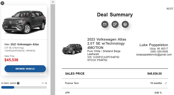 DEAL SUMMARY - Volkswagen of South Charlotte in Charlotte NC